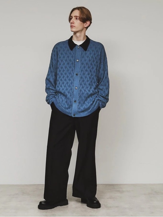 takeo kikuchi Other - Takeo Kukuchi Japanese Blue Knit Cardigan with Black Collar